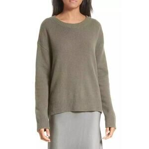 Vince. 100% Cashmere Thick Oversize Lace Up side Sweater Women Small Olive Green